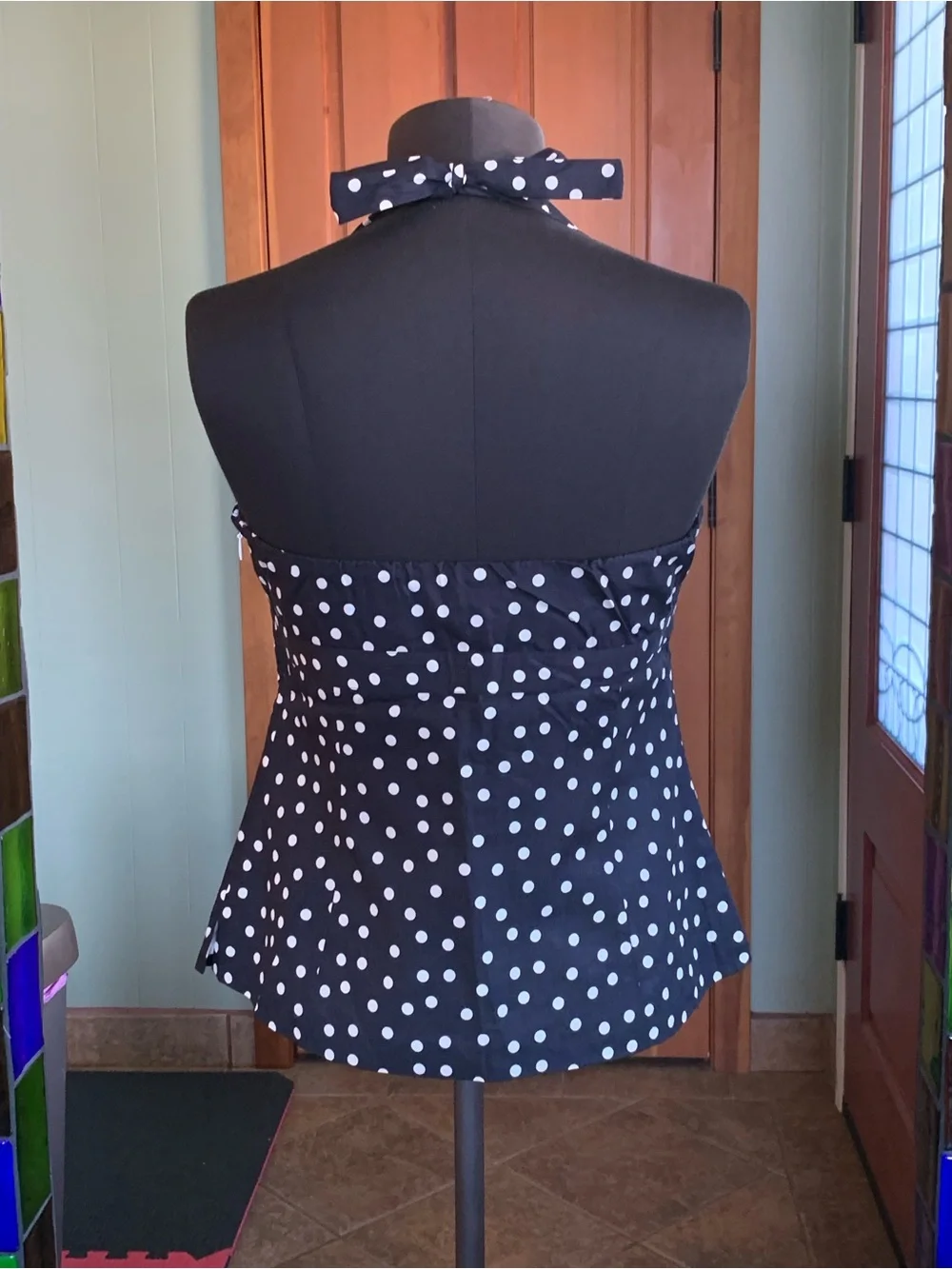 J CREW POLKA DOT HALTER TOP COTTON SALT DOT NAVY New With Tags Size 8